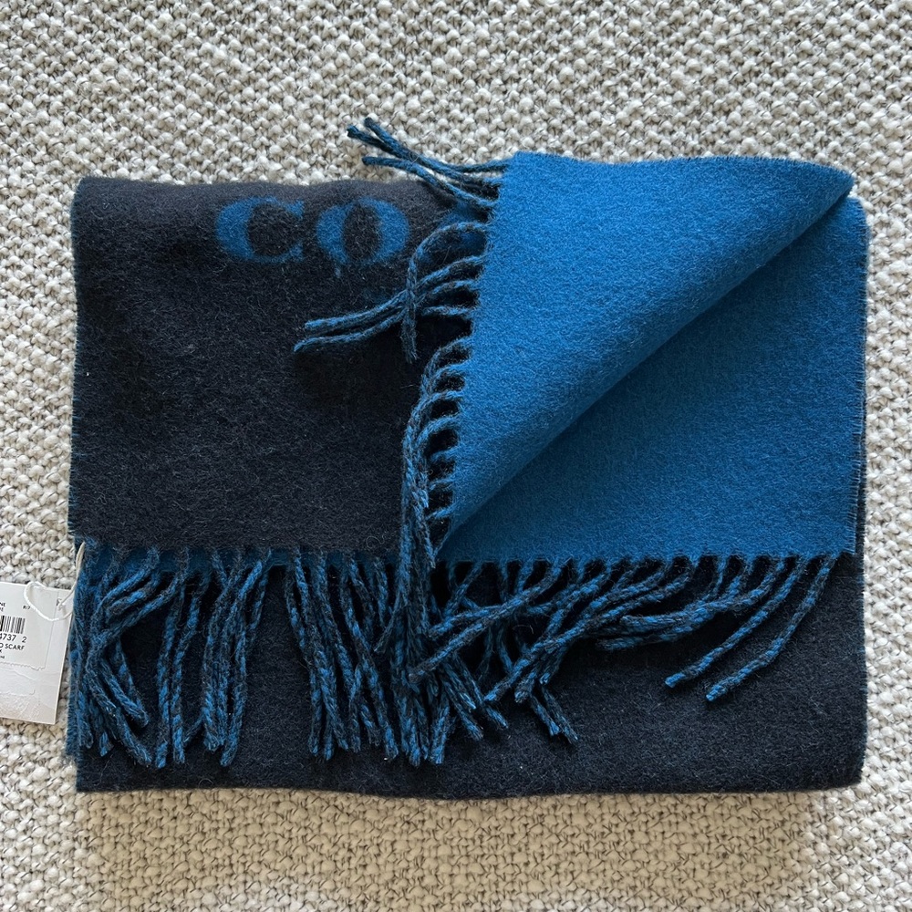 Blue/Navy Coach Cashmere Scarf
